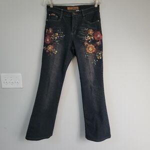 Daniel Dark Wash Embroidered Denim Bootcut Jean Women's Size 9-10 Western Boho